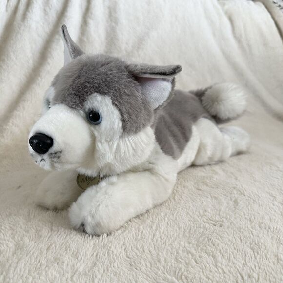 Aurora Miyoni Husky Wolf 16” Laying Dog Realistic Stuffed Animal Toy - Picture 1 of 8